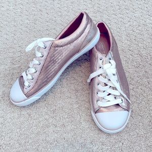 NWOT Coach Sequin Rose Gold Sneakers